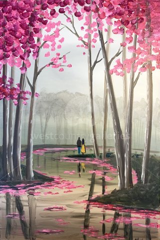 Image of blossom tree path